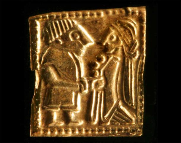 A detail of the gold foil pieces unearthed near a farm in Norway. (Nicolai Eckhoff/Facebook)