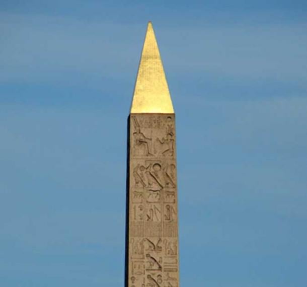 The golden capstone of an obelisk in Luxor