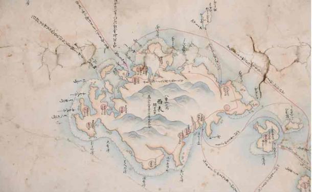 Hand drawn map of Okinawa dating to the 19th century. (FBI Boston)