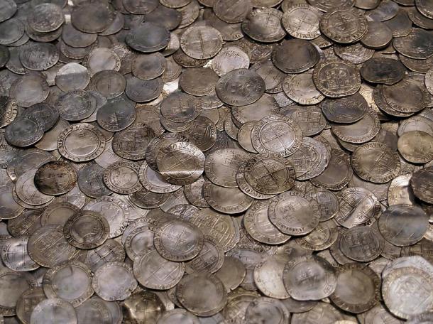A hoard of silver coins, the latest about 1700. The British Museum. 