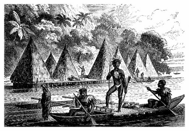 Дома на сваях в Папуа-Новой Гвинее построены вдоль рек, чтобы избежать наводнений, созданы из бамбука и укреплены досками для настила (acrogame/Adobe Stock)