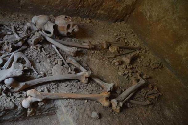 Another shot of the humans bones and skulls found in the catacombs, which are near St. Paul’s and St. Agatha’s catacombs underneath a Maltese school.