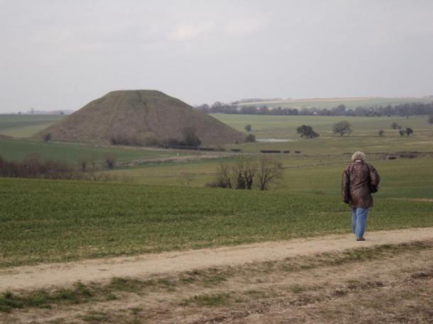 The iconic Silbury Hill, as seen from the West Kennet Long Barrow. 