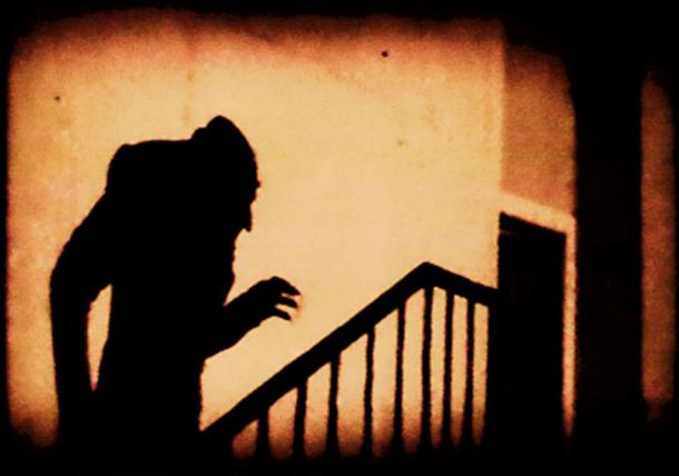 An iconic scene from F. W. Murnau's Nosferatu, 1922. 