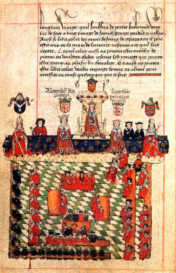 16th-century illustration of Edward I presiding over Parliament.