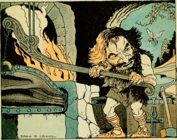 1922 illustration of the sons of Ivaldi crafting gifts for the gods (Public Domain)