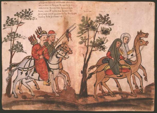 An illustration from the anonymous 16th century Portuguese codex now at the Biblioteca Casanatense, in Rome. It depicts Rajputs from the Sultanate of Gujarat in northwestern India.  (Public Domain)