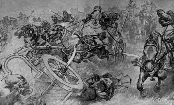 Illustration of bladed war chariots. (Public Domain)