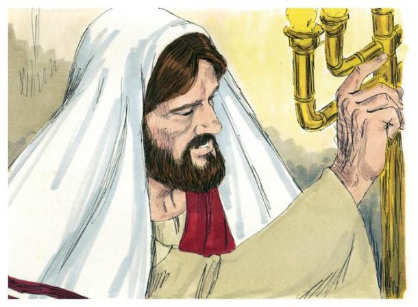 Illustrazione biblica del Vangelo di Luca, capitolo 4, che suggerisce che Gesù era letterato (Jim Padgett / CC-BY-SA 3.0)