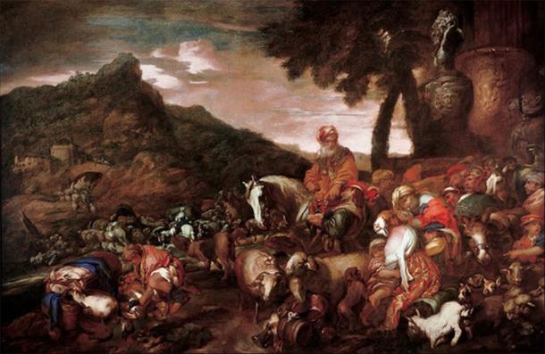 Journey of the Family of Abraham by Giovanni Benedetto Castiglione (1650-1660)          