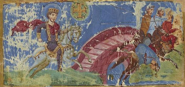 Constantine's Vision and the Battle of the Milvian Bridge in a ninth century Byzantine manuscript. Bibliothèque nationale de France. (Public Domain)