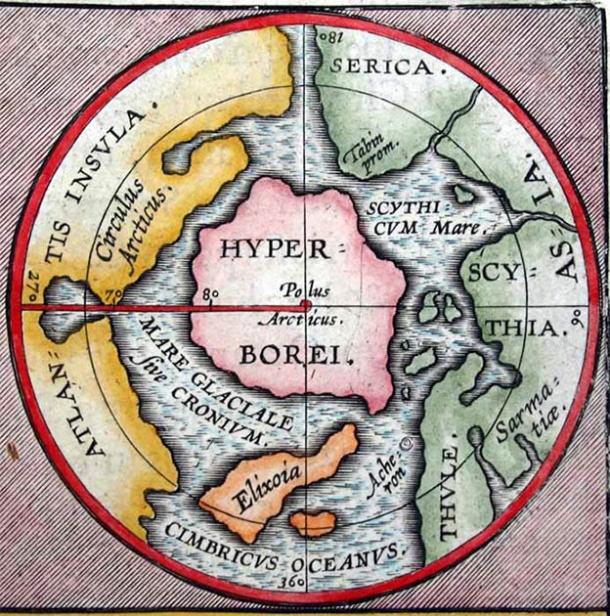 Ancient north pole map of mythical lands including the central continent of Hyperborea. (Abraham Ortelius / Public domain)