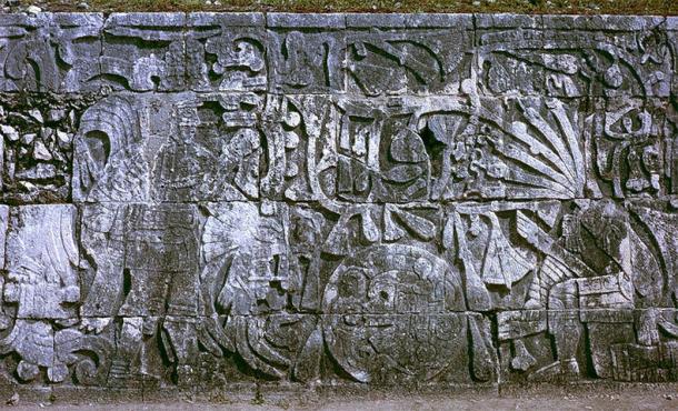 Relief sculpture in the Great Ball Court at Chichen Itza showing sacrifice by decapitation. (HJPD / CC BY-SA)