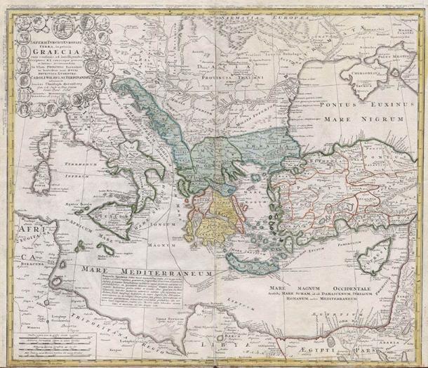 Homann Heirs finest and most appealing maps of the ancient Greek World. (1741) (Public Domain)