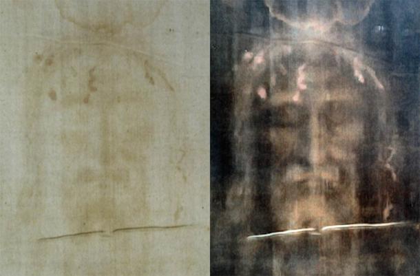 Turin shroud positive and negative displaying original color information (Dianelos Georgoudis/ CC BY-SA 3.0)