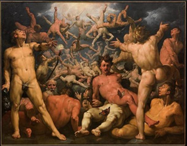 The Fall of the Titans by Cornelis Cornelisz van Haarlem (1596–1598) (Public Domain)