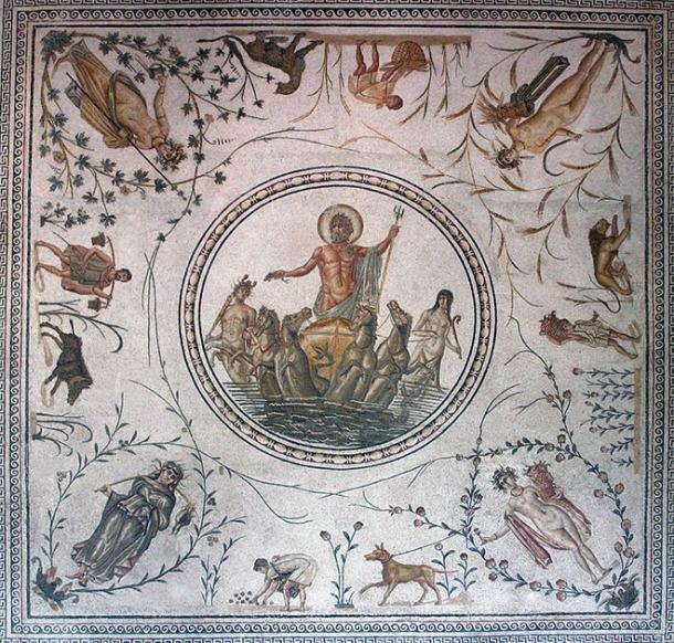 A late 2nd century AD Roman mosaic entitled the “Triumph of Neptune,” from La Chebba, Tunisia. (Bardo National Museum / CC BY 2.0)