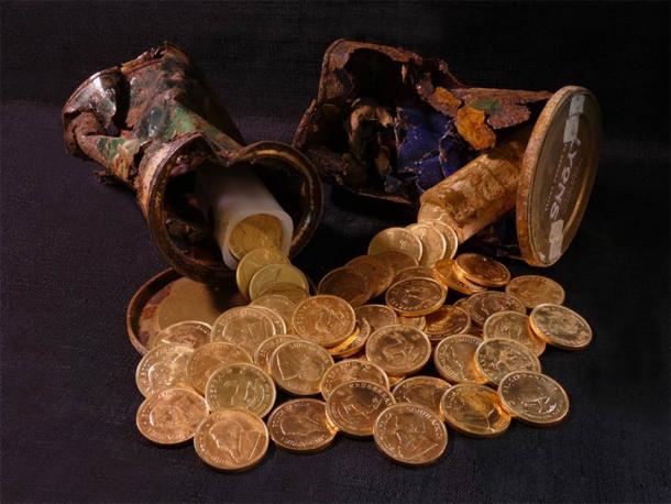 También se descubrieron estas monedas de oro Krugerrand sudafricanas. (Museo Británico / NO)