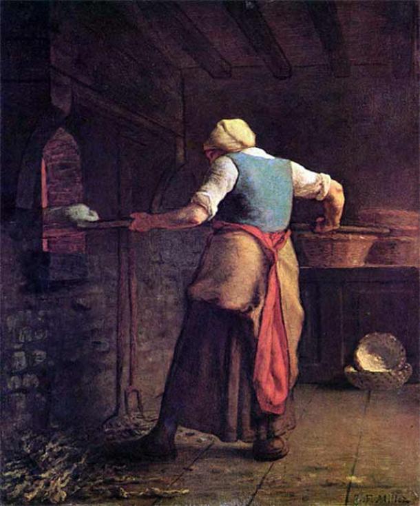 A woman baking bread by Jean-François Millet (1854) Kröller-Müller Museum (Public Domain)