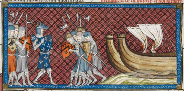 Philip II depicted arriving in Palestine (Public Domain)