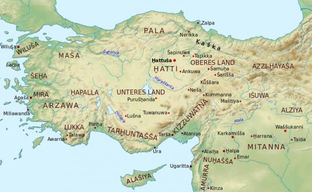 Regiones del Imperio Hitita. Halpa es Alepo. (CC BY-SA 3.0)