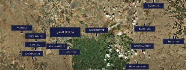 Map of the Taş Tepeler circle of Neolithic sites under excavation. (Deriv)