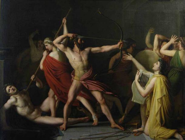 Ulises saca su arco y mata a los pretendientes de Penélope por Thomas Degeorge (1812) Musée d'Art Roger Quilliot (VladoubidoOo/ CC BY-SA 4.0)