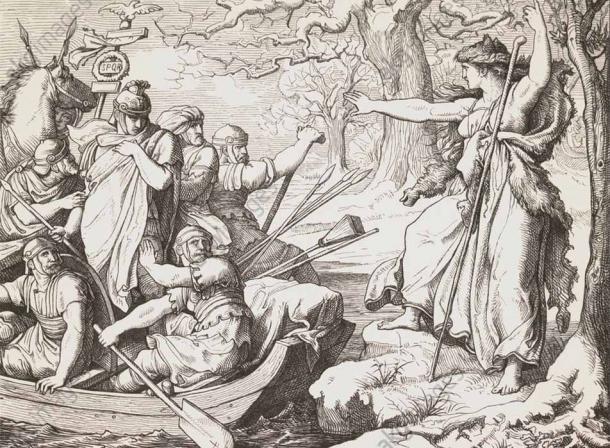 Drusus at the River Elbe by Eduard Bendemann (1860) Berlin, Sammlung Archiv für Kunst und Geschichte (AKG Collection)