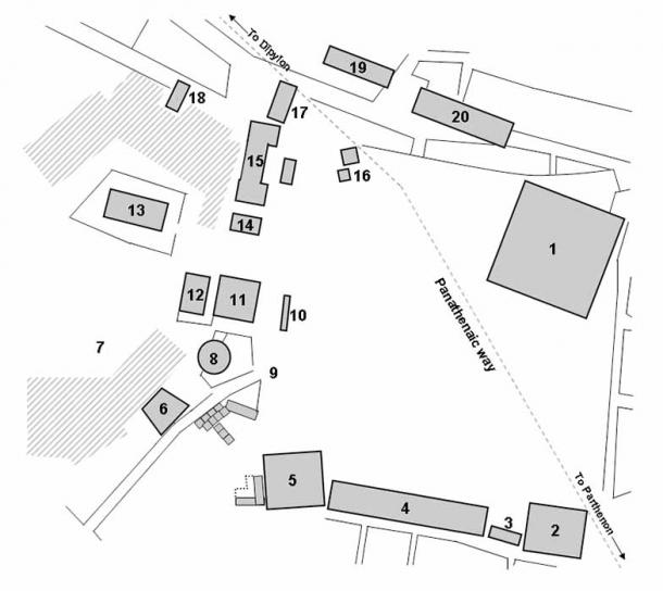 Plan of the Agora of Athens circa fifth century BC. (Public Domain)