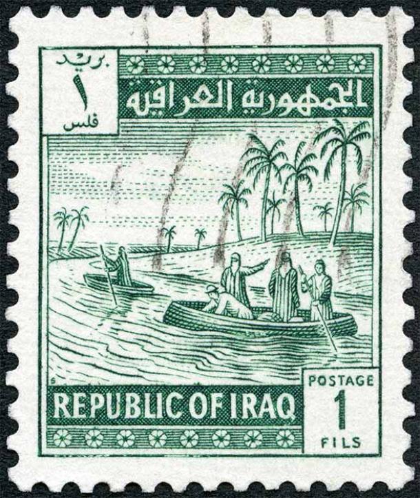 Postage stamp of Iraq. Shared culture and trade bridged the Tigris flowing between Seleucia and Ctesiphon  (Popova Olga/ Adobe Stock)