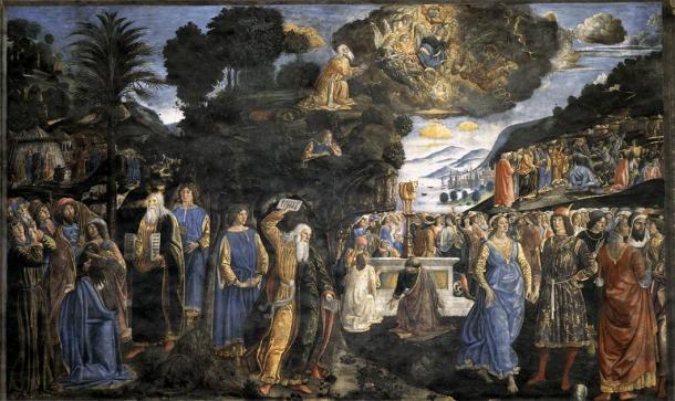 Tablets of the Law with the Golden Calf, by Cosimo Rosselli, 1481-1482 AD (now in the Sistine Chapel, by Web Gallery of Art). (Cosimo Rosselli / Public domain)