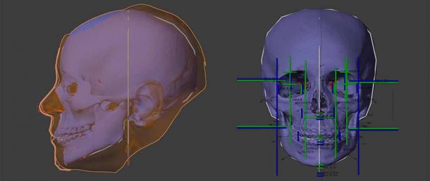 The facial reconstruction of the so-called Italian vampire used facial profile and projections based on tomography measurements of the woman’s skull unearthed in Venice. (Cicero Moraes / CC BY 4.0)