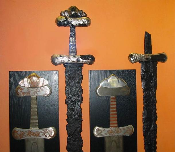 Swords excavated at Viking Age burials. As you can see the unique pommels typical of Viking swords. (viciarg / CC BY-SA 3.0)