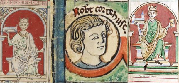 The three brothers, William Rufus on the left (Public Domain), Robert Curthose in the middle (Public Domain), and the future Henry I on the right (British Library / Public Domain).