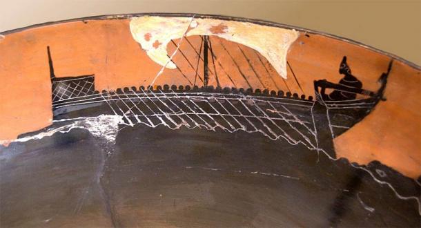 Illustration of an Archaic Greek ship on pottery. (Public Domain)