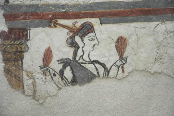 Fresco que representa a una diosa o sacerdotisa en Micenas, 1250-1180 a.C. (CC BY-SA 3.0)