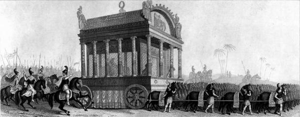 Alexander's carriage, according to Diodorus Siculus, 19th-century representation (Public Domain)