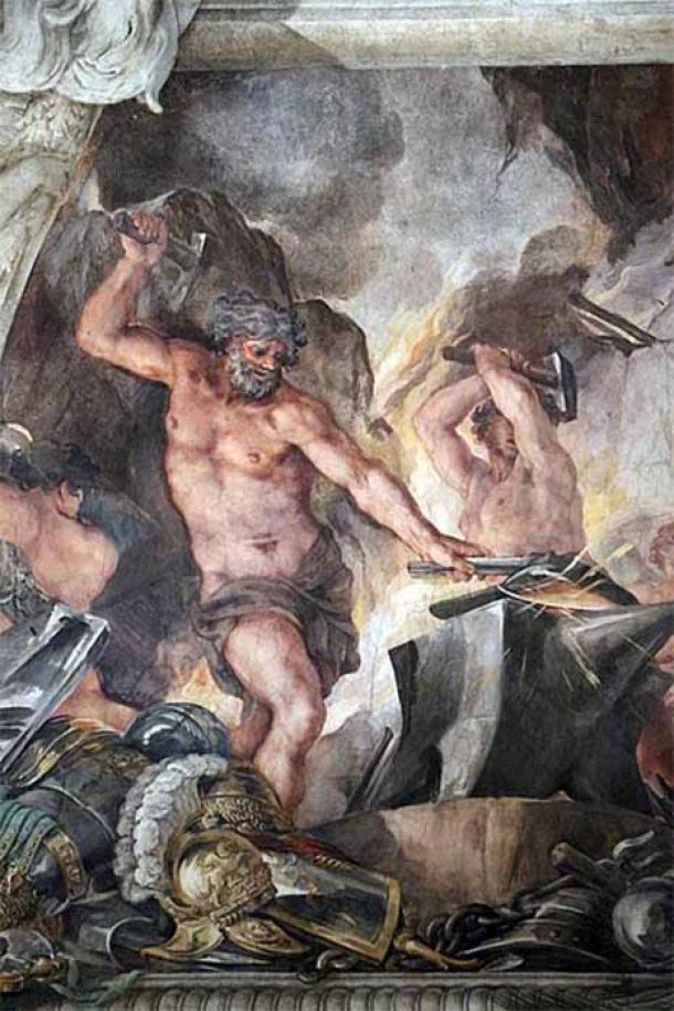 Hephaestus in his forge, by Pietro da Cortona (1632) (Sailko/ CC BY-SA 3.0)