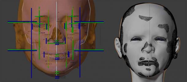 The process of creating the facial reconstruction of the Italian vampire was complex. Comparison of projections and adjustment of the final bust. (Cicero Moraes / CC BY 4.0)