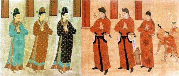 Tangut women (Public Domain) and men. (Public Domain)