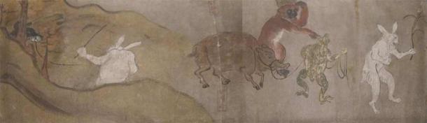 Frolicking Animals and Tengu, anonymous 18th century Japanese handscroll, Honolulu Museum of Art (Public Domain)