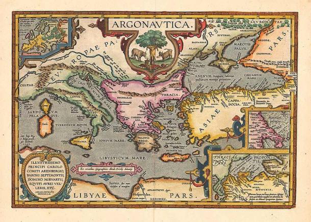 Sea of Kronos also referred as the Gulf of Rhea what today is called the Adriatic Sea. Argonautica Map by Abraham Ortelius (1624) (Public Domain)