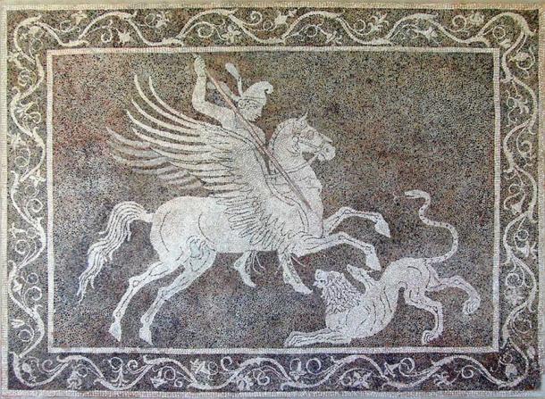 A pebble mosaic depicting Bellerophon’s battle with the Chimera, Rhodes Archaeological Museum.          (Speravir / Public domain)