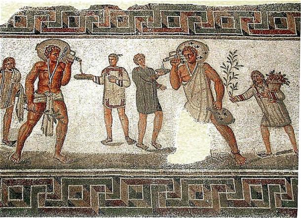 Tunisian mosaic of slaves carrying wine jars. (Pascal Radigue / CC BY 3.0)