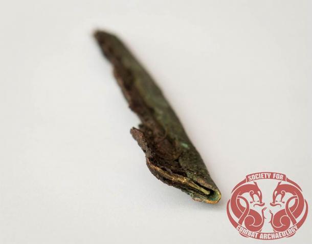 Fragment of a shield rim from Bornholm, Denmark, dated to c. 250-310 AD. (Jacob Nyborg Andreassen / Society for Combat Archaeology)