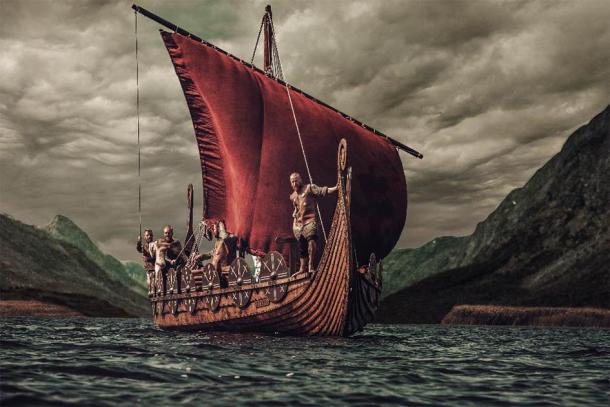 Vikings on a longship at sea. (Nejron Photo /Adobe Stock)