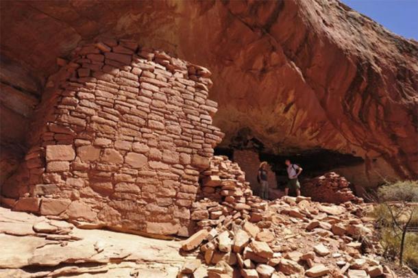 Polish archaeologists exploring the site where the rock art of the Pueblo people was found at the Mesa Verde site in Colorado. (Jagiellonian University)