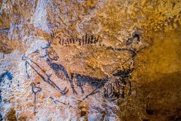 The Lascaux painting of the bird-headed ithyphallic man with an erect penis. (Gerald Villena / Adobe Stock)