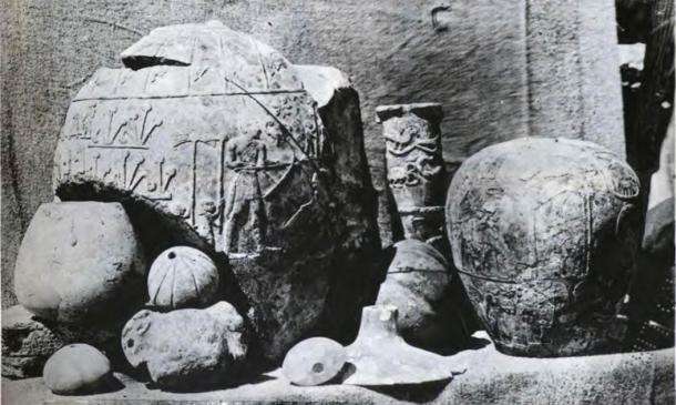 Artifacts found at Nekhen | Hierakonpolis, the religious and political capital of Upper Egypt in Predynastic Egypt, which is also the location of the world’s first known zoo, which was a sad home for Egyptian hippos. (Quibell, James Edward, 1867-1935; Green, F. W; Petrie, W. M. Flinders (William Matthew Flinders), Sir, 1853-1942 / Public domain)