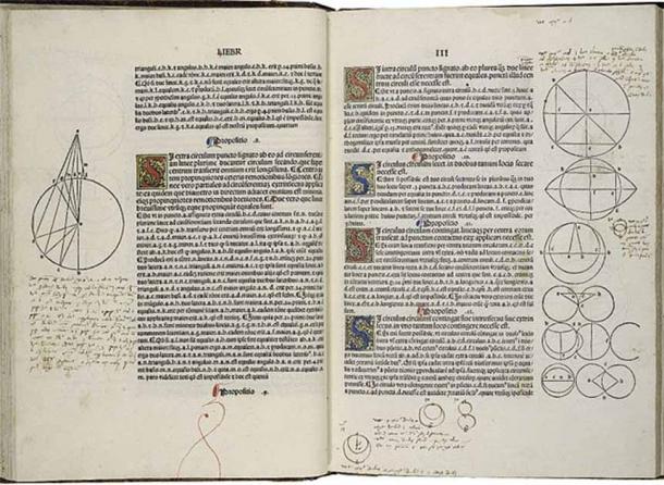 A page with marginalia from the first printed edition of Euclid's Elements, printed by Erhard Ratdolt in 1482. (Erhard Ratdolt/CC BY-SA 4.0)